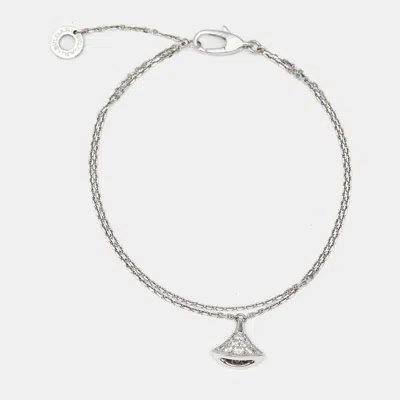 Pre-owned Bvlgari Divas' Dream Diamond 18k White Gold Charm Bracelet Sm