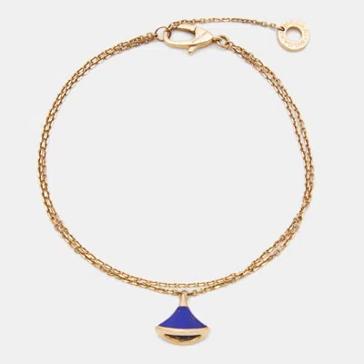 Pre-owned Bvlgari Divas' Dream Lapis Lazuli 18k Rose Gold Bracelet Sm