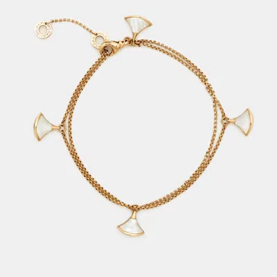 Pre-owned Bvlgari Divas' Dream Mother Of Pearl 18k Rose Gold Charm Bracelet
