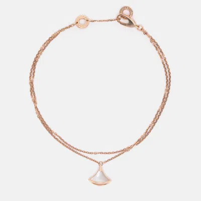 Pre-owned Bvlgari Divas' Dream Mother Of Pearl 18k Rose Gold Charm Bracelet ml