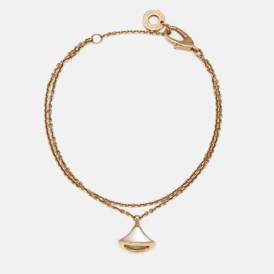 Pre-owned Bvlgari Divas' Dream Mother Of Pearl 18k Rose Gold Charm Bracelet Sm