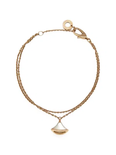 Pre-owned Bvlgari Divas' Dream Mother-of-pearl Charm Bracelet In Gold