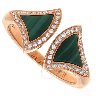 BVLGARI BVLGARI DIVAS' DREAM RING IN 18K ROSE GOLD WITH MALACHITE AND PAVE DIAMONDS