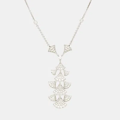 Pre-owned Bvlgari Divissima Diamond 18k White Gold Pendant Necklace