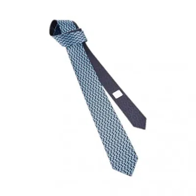 Bvlgari Double Multiscales Jacquard Silk Tie In Blue