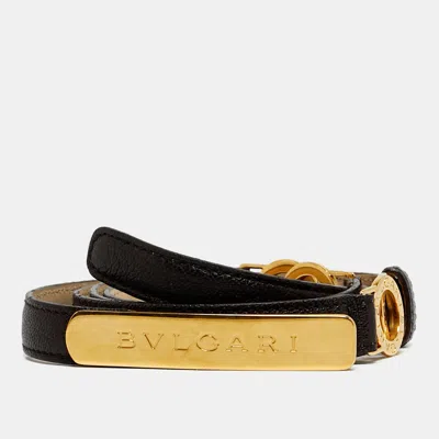 Pre-owned Bvlgari Double Ring 95cm Dark Brown Leather