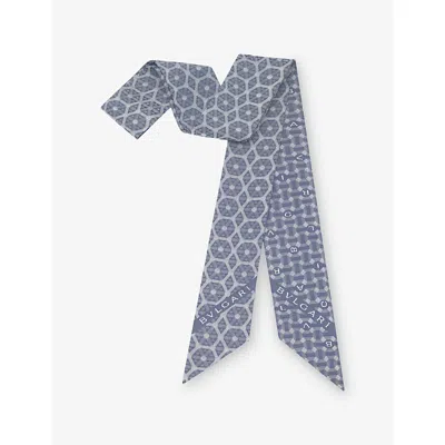 Bvlgari Womens Blue Echi Di Roma Shelley Printed Silk-twill Scarf In Gray