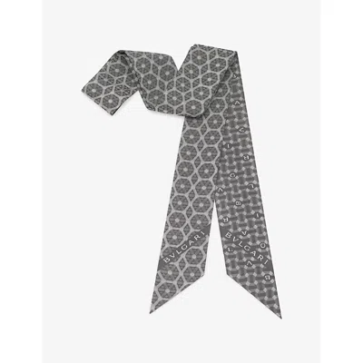 Bvlgari Womens Grey Echi Di Roma Shelley Printed Silk-twill Scarf In Gray