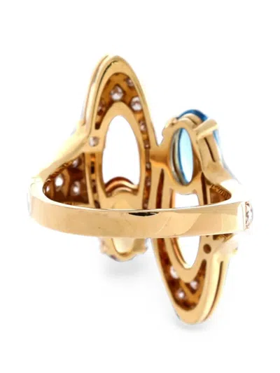 Pre-owned Bvlgari Elisia 18k Yellow Gold With Diamonds, Citrine And Topaz Ring
