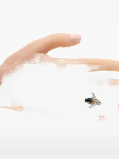 Pre-owned Bvlgari Elysia Onyx Diamond 18k White Gold Ring In Silver