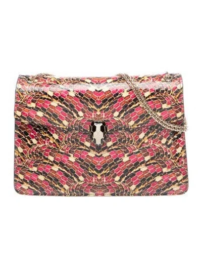 Pre-owned Bvlgari Embossed Leather Shoulder Bag In Multi