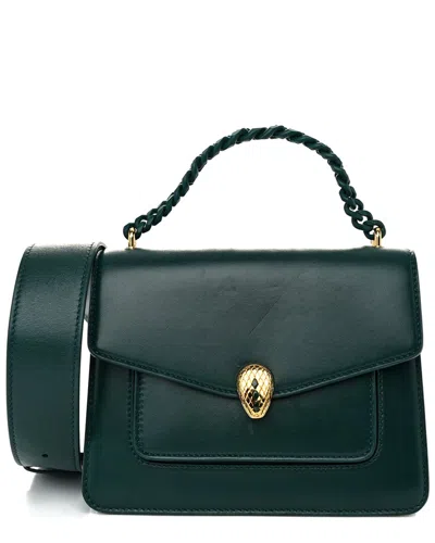 Bvlgari Emerald Nappa Leather Monochrome Serpenti Forever Maxi Chain Crossbody  Bag (authentic Pre-l