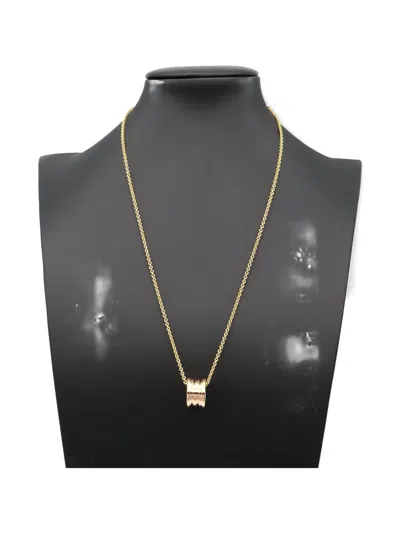 Pre-owned Bvlgari Engraved-logo Necklaces In Gold