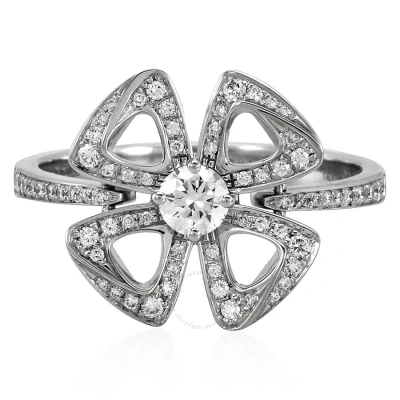 Bvlgari Fiorever 18 Kt White Gold Ring In Gold / White