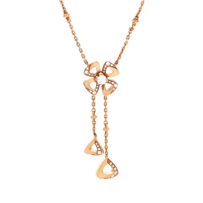 Bvlgari Fiorever Drop Pendant Necklace 18k Rose Gold And Diamonds