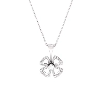 Bvlgari Fiorever Pendant Necklace 18k White Gold With Diamonds In Silver