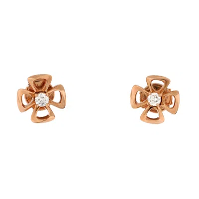 Bvlgari Fiorever Stud Earrings 18k Rose Gold With Diamond In Orange