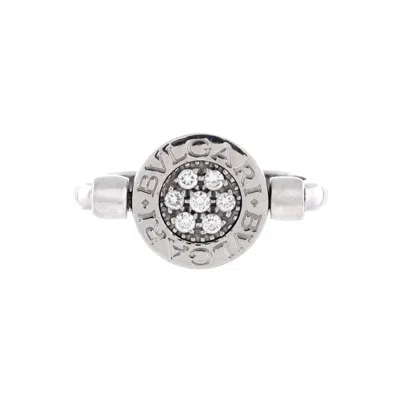 Bvlgari Flip Ring 18k White Gold With Diamonds And Onyx In Silver