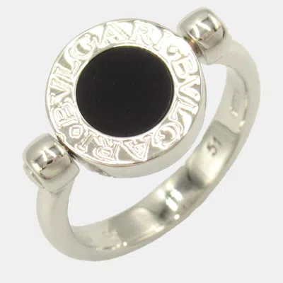 Pre-owned Bvlgari Flip Ring Diamond Onyx 18k White Gold Clear Metal Eu 51