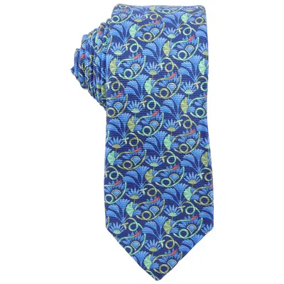 Bvlgari Floral Jacquard Silk Tie In Blue
