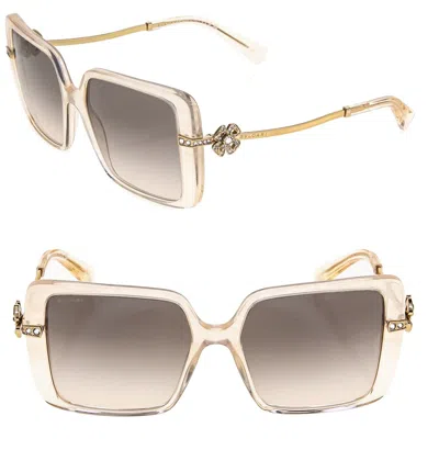 Pre-owned Bvlgari Flower Bv8243b Gold Pink Peach Opal Crystal Rectangle Sunglasses 8243 In Gray