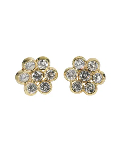 Pre-owned Bvlgari Flower Cluster 18k Gold 3.00 Ct. Tw. Diamond Earrings (authentic Pre-loved)