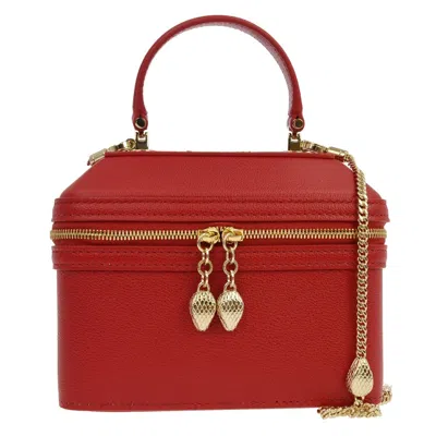 Pre-owned Bvlgari Forever Serpenti Vanity Bag Leather Red Leather Clutche & Pouche Bag ()