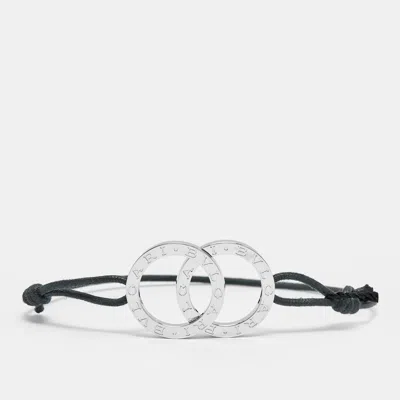 Pre-owned Bvlgari Fortuna Interlocking Circles Sterling Silver Cord Bracelet