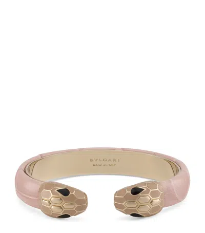 Bvlgari Galuchat Leather Serpenti Forever Bangle In Pink