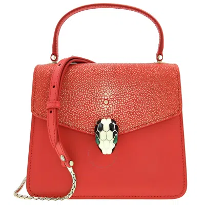 Bvlgari Galuchat Serpenti Forever Crossbody In Red