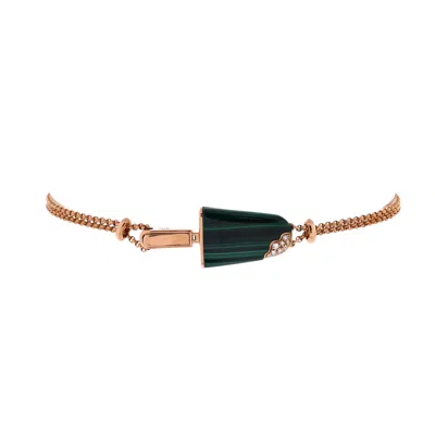 Bvlgari Gelati Bracelet 18k Rose Gold With Malachite And Diamonds In Green