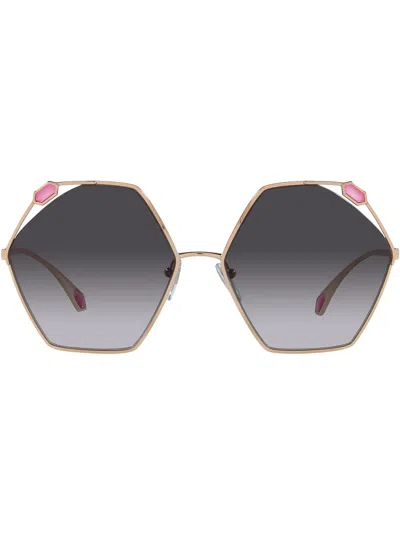 Bvlgari Gemstone Geometric-frame Sunglasses In Grey