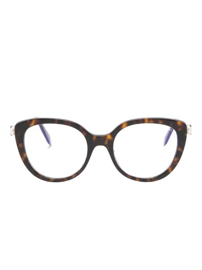 Bvlgari Geometric-frame Glasses In Brown