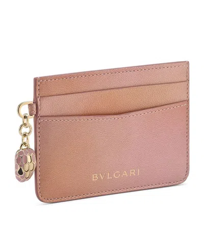 Bvlgari Goat Leather Serpenti Forever Card Holder In Pink