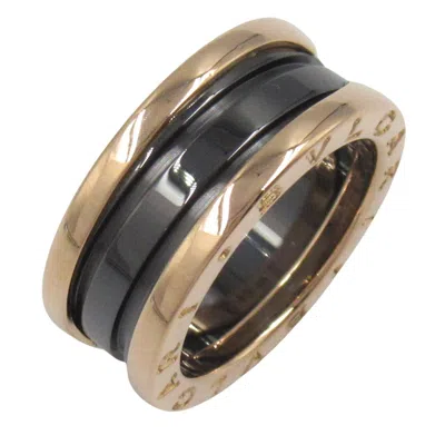 Pre-owned Bvlgari Gold Black Pink Gold (18k) Ceramic Band Ring () In Multi