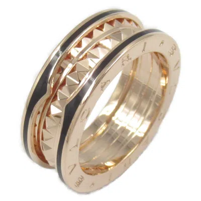 Pre-owned Bvlgari Gold Black Pink Gold (18k) Ceramic Band Ring () In Multi