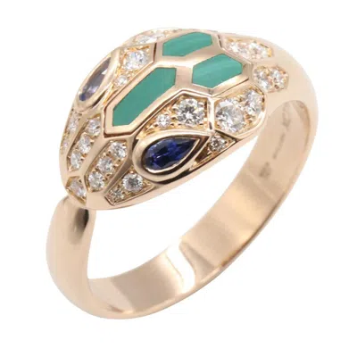 Pre-owned Bvlgari Gold Blue Clear Pink Gold (18k) Band Ring ()