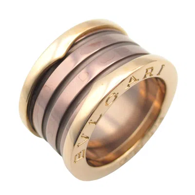Pre-owned Bvlgari Gold Brown Pink Gold (18k) Ceramic Band Ring ()