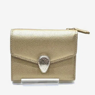 Pre-owned Bvlgari Gold Leather Wallet (tri-fold) ()