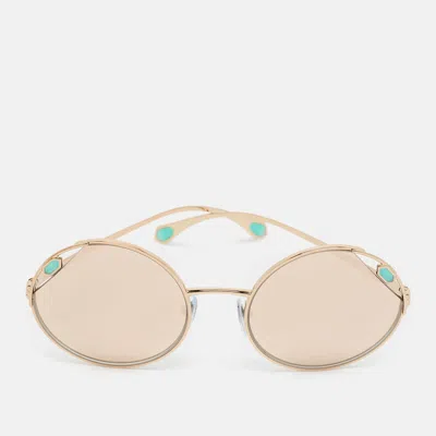 Pre-owned Bvlgari Gold Mirrored 6159 Serpenti Round Sunglasses
