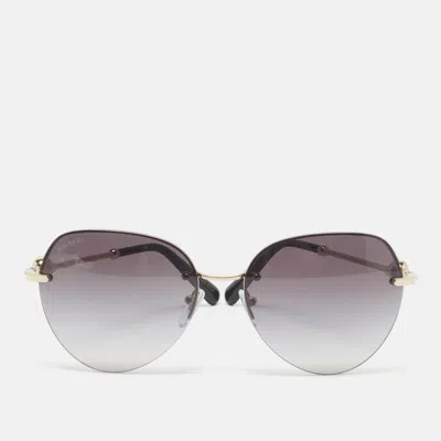 Pre-owned Bvlgari Gold Tone/grey Gradient 6108 Rimless Sunglasses In Gray