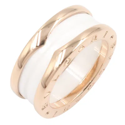 Pre-owned Bvlgari Gold White Pink Gold (18k) Ceramic Band Ring () In Multi
