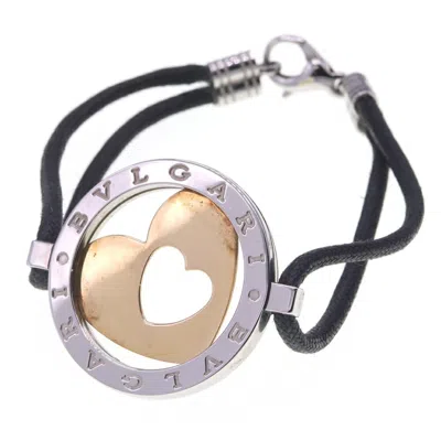 Pre-owned Bvlgari Gold Yellow Gold (18k) Cotton Stainless Steel Charm Bracelet () In Multi