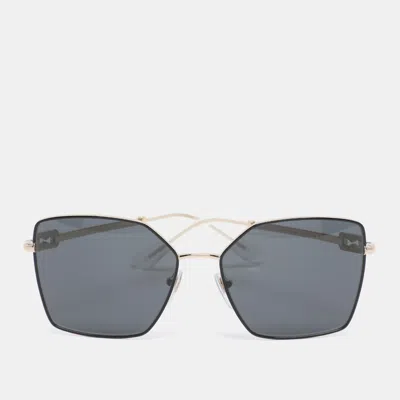 Pre-owned Bvlgari Gold/grey 6175 Square Sunglasses In Gray