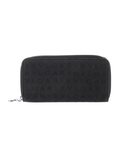 Pre-owned Bvlgari Graphic Print Continental Wallet In Black