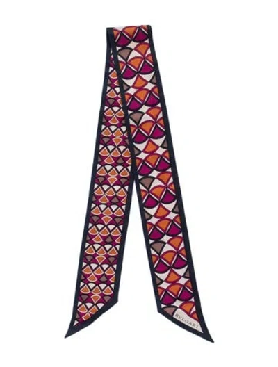 Pre-owned Bvlgari Graphic Print Scarf In Blue