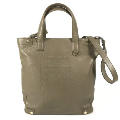 Pre-owned Bvlgari Gray Leather Handbag Shoulder Bag Tote Bag ()