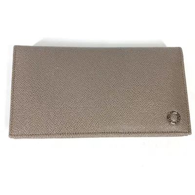 Pre-owned Bvlgari Gray Leather Long Wallet (bi-fold) ()