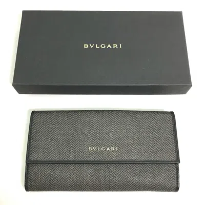 Pre-owned Bvlgari Gray Pvc Leather Long Wallet (bi-fold) ()
