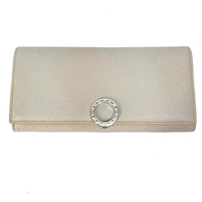 Pre-owned Bvlgari Gray Yellow Leather Long Wallet (bi-fold) ()